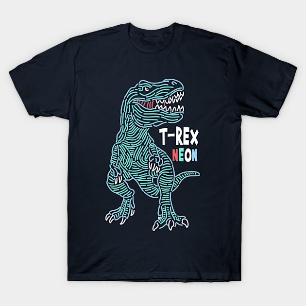 T-Rex Neon T-Shirt by TomCage